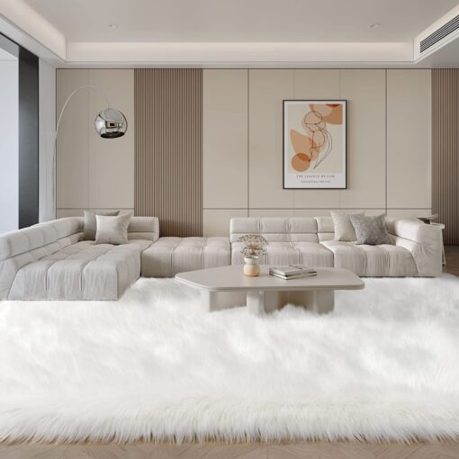 SERISSA White Faux Fur Rug 8x10 Feet, Fluffy Shaggy Area Rug Large Faux Sheepskin Fur Rugs Fuzzy Rug, Furry Throw Rug for Living Room, Bedroom, Nursery Room Decor (Rectangle, White) - Image 7