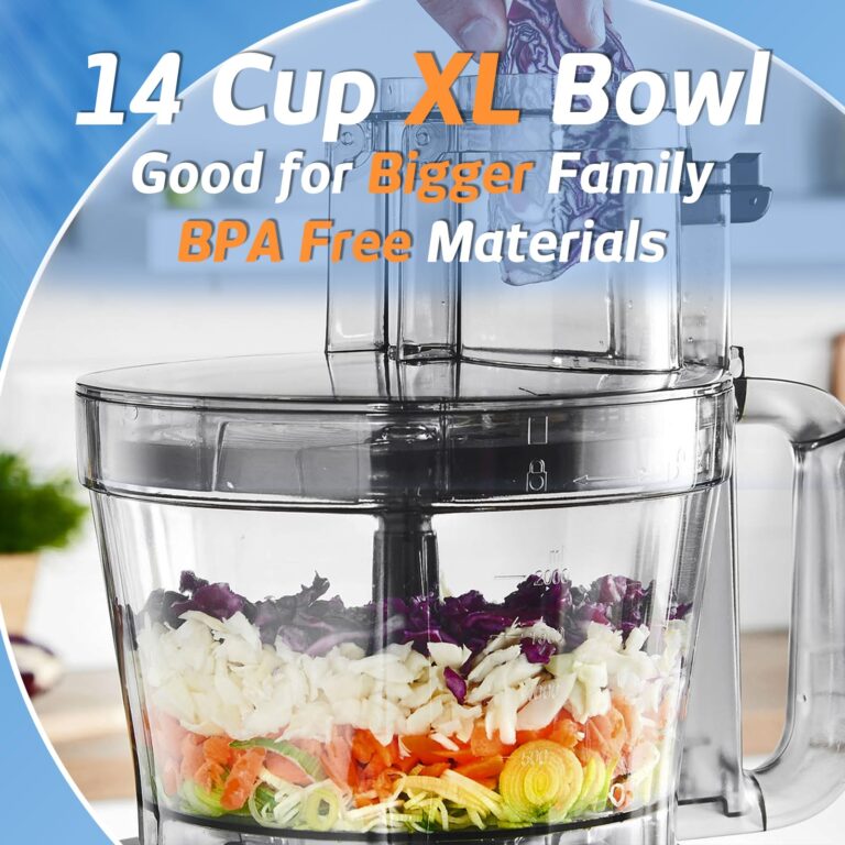 Magiccos 14-Cup French-Fry-Cutter Storage-Drawer Food-Processor - XL Bowl, Large Chute & Storage Drawer, Slicing & Shredding, Chopping & Mixing, For Fries, Cheese, Meat & Veggie Prep, For Home Kitchen - Image 5