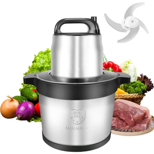 Vayepro 32 Cup Large Capacity Electric mixers, Electric Food Blenders with Stainless Steel Bowl, 2 Speed, 4 Bi-Level Bladesand Spatula, 8L 1200W Food Processors for Meat, Onion, Vegetables, Fruits