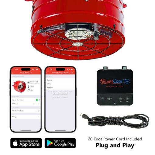 Quietcool AFG SMT PRO-3.0 Smart Attic Fan for Gable Vents - 2940 CFM - Smart App Control - Thermostat and Humidistat - 20ft Power Cord - Plug-and-play - Two Speed - Image 9
