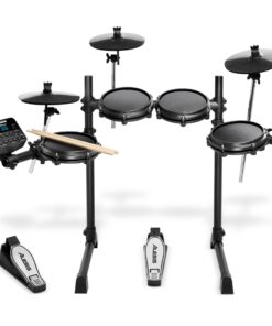 Alesis Turbo Mesh Kit – Electric Drum Set With 100+ Sounds, Quiet Mesh Drum Pads, Drum Sticks, Connection Cables, Drum Lessons