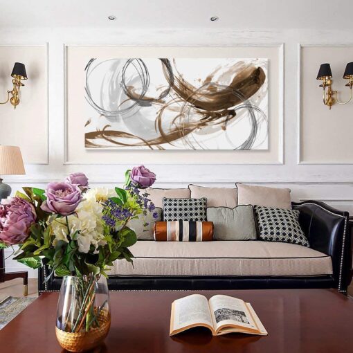 Sxurmtiie Canvas Wall Art Abstract Art Paintings brown Fantasy Colorful Graffiti on White Background 30inchx60inch Modern Artwork wall Decor for Living Room Bedroom Kitchen - Image 4