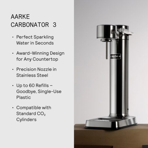 aarke - Carbonator III Premium Carbonator-Sparkling & Seltzer Water Maker-Soda Maker with PET Bottle (Stainless Steel) - Image 5