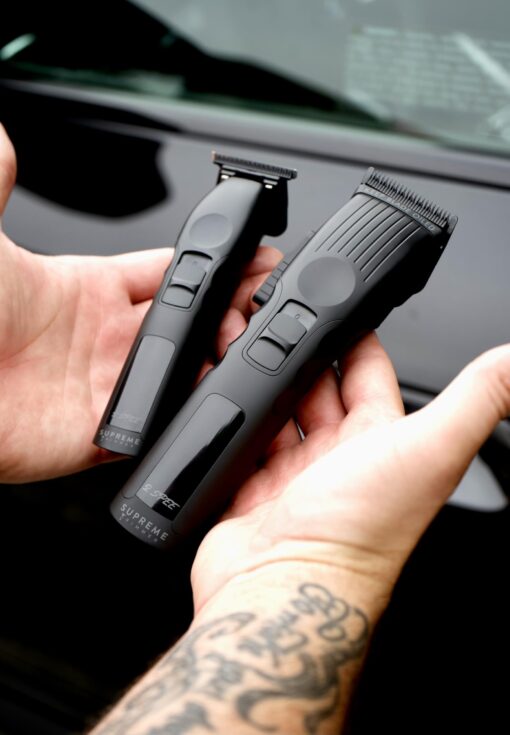Supreme Trimmer 2-in-1 2Spee Beard Trimmer & Hair Clipper Combo | Removable Blades, 2 Speeds, LCD Display | Cordless Professional Barber Tools - Easy Color Coded Clipper Guide Combs | STB280 (Black) - Image 2