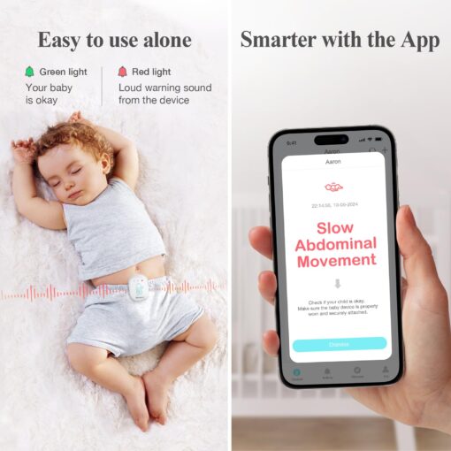 Sense-U Smart Baby Monitor Pro(Long Range)+2K PTZ Camera: Track Abdominal Movement with Arousal Vibration, Rollover, Feeling Temp, 2K Video, Background Sound & Motion Detection, No Monthly Fee - Image 6