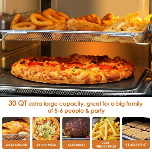 Nuwave Bravo XL Air Fryer Toaster Smart Oven, 12-in-1 Countertop Grill/Griddle Combo, 30-Qt XL Capacity, 50F-500F adjustable in precise 5F increments, Integrated Smart Thermometer, Linear T Technology - Image 5