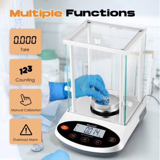 Bonvoisin Analytical Balance 500gx1mg Precision Lab Scale Digital Electronic Scale 1mg Laboratory Analytical Scale LCD Display Scientific Scale with Windshield (500g, 0.001g) - Image 7
