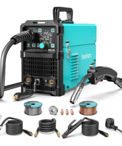 bestarc 145A MIG Welder, 110V/220V Dual Voltage Gas/Gasless Flux Core MIG Welder/Lift TIG/Stick 3 in 1 Synergic MIG145 9GEN Welding Machine, Flux/Solid Welder Digital Screen Display