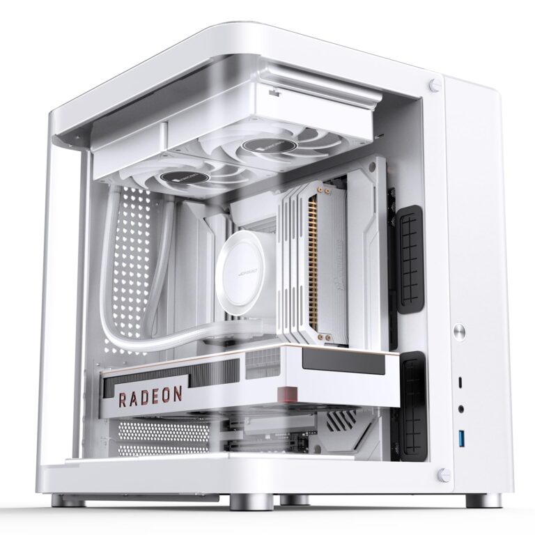 JONSBO TK-1 White Micro ATX Mini Tower Computer CASE, Hyperboloid Glass Design, Separated Cabinet Structure, Al Alloy Shell Matx Desktop PC Case, Support ATX Power supply/240 AIO, White - Image 4