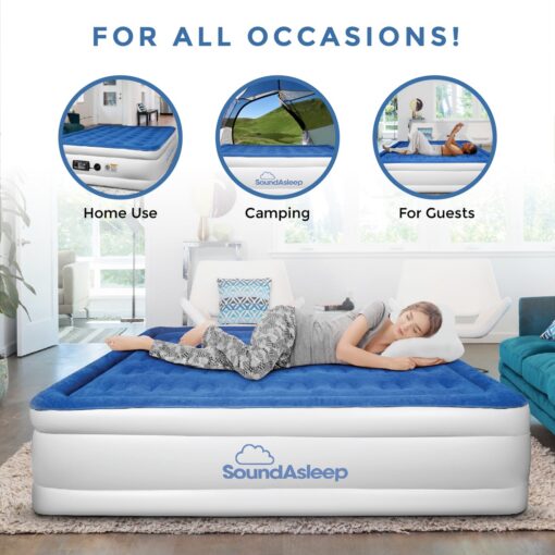 SoundAsleep Dream Series Luxury Air Mattress with ComfortCoil Technology & Built-in High Capacity Pump for Home & Camping- Double Height, Adjustable, Inflatable Blow Up, Portable - Full Size - Image 5