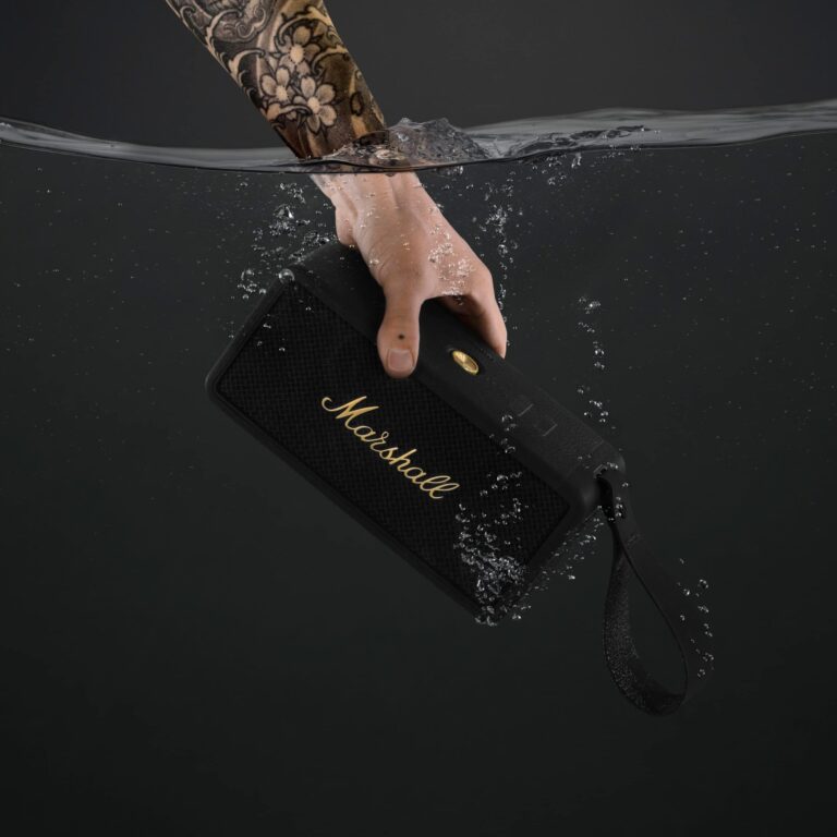 Marshall Middleton Portable Bluetooth Speaker, Black and Brass - Image 8