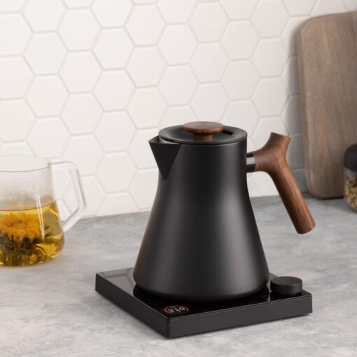 Fellow Corvo EKG Pro Studio Edition Electric Tea Kettle - Quick Heating, Precise Temperature Control, Scheduling, Built-in Brew Timer - Matte Black with Walnut Handle - 0.9 Liter - Image 5
