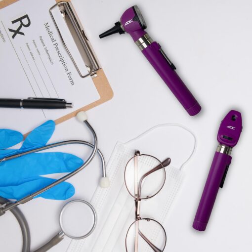 ADC Otoscope/Ophthalmoscope Diagnostic Set, Pocket Size, LED Lamp, 2.5V, Hard Case, Diagnostix 5110NLV, Purple - Image 3