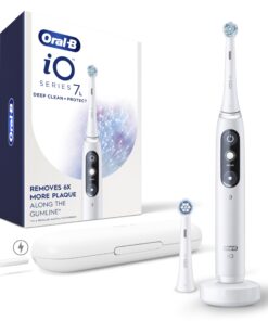 Oral-B iO Deep Clean + Protect Rechargeable Electric Toothbrush, White with a iO Series 7 Toothbrush, 2 Replacement Brush Heads, and a Charging Travel Case
