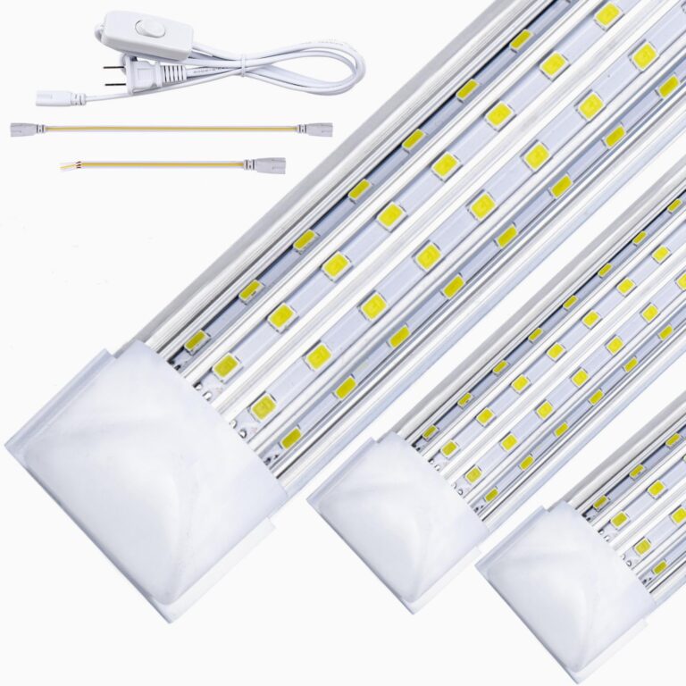 (6-Pack) 8ft LED Shop Light Fixture, 120W 19500LM 6000K, Cold White, U Shape, Clear Cover, High Output, Linkable, T8 Tube Lights for Garage With Plug
