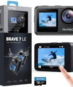 AKASO Brave 7 LE 4K30fps Action Camera with 64GB MicroSDXC U3 Memory Card Accessories Kit Bundle Ultra HD 131FT Waterproof Camera EIS 2.0 WiFi Remote Control Zoom Underwater Camera