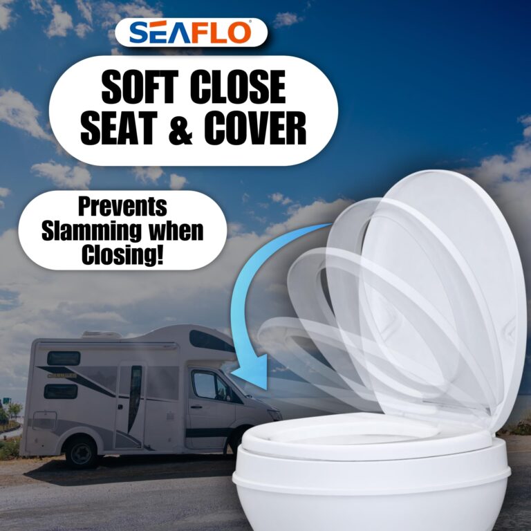 SEAFLO Residential Height Camper/RV Toilet with Sprayer Attachment, 18.5” Standard Height, Gravity Flush System, Foot Pedal Operation, Soft Close Seat, 4-Year Warranty (With Sprayer Attachment) - Image 7