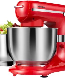 AIFEEL Stand Mixer,Electric Food Mixer with 7.5QT+5.5QT Two Stainless Steel Bowls, Tilt-Head Electric Kitchen Mixer with Dough Hook,Egg Whisk,Flat Beater,Splash Guard (Red)