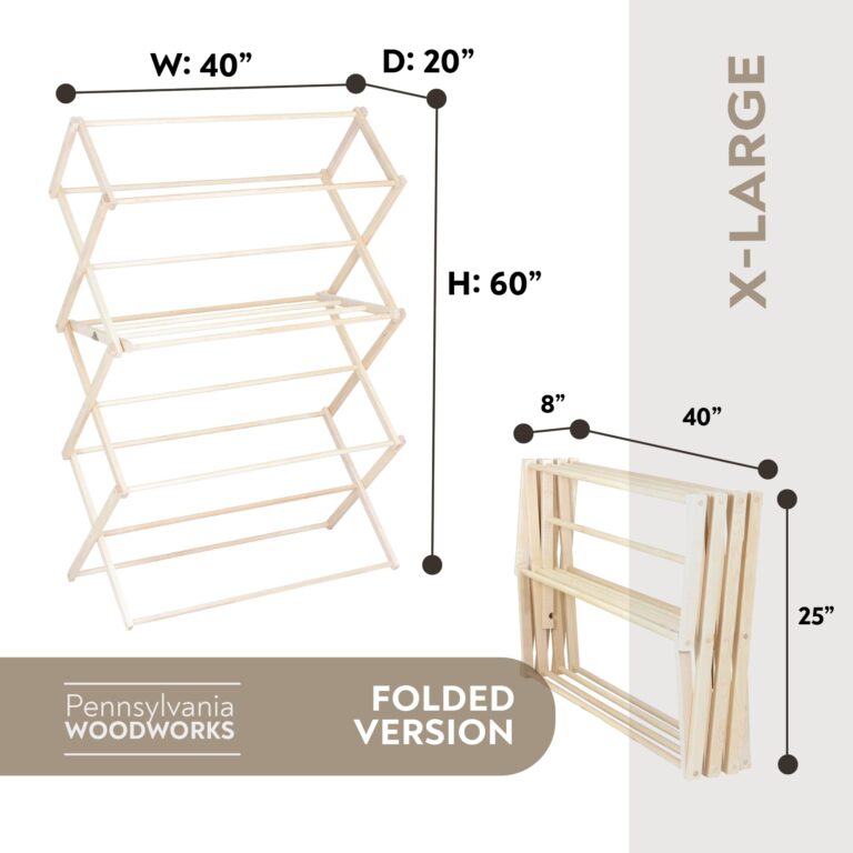 Pennsylvania Woodworks Clothes Drying Rack: Solid Maple Hardwood Laundry Rack for Bedding, Blankets, Towels & More, Heavy Duty, Folding Drying Rack Made in USA, No Assembly Needed, Extra Large - Image 8