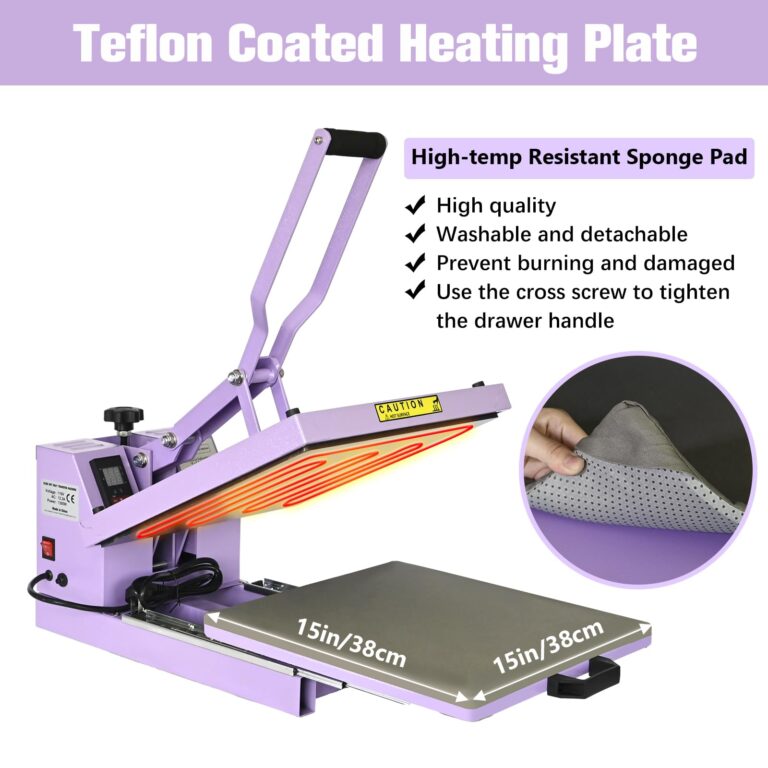 PlanetFlame Heat Press 15x15 inch Industrial Quality Sublimation Heat Press, Slide Out Heat Transfer Machine for T-Shirt, Purple - Image 4