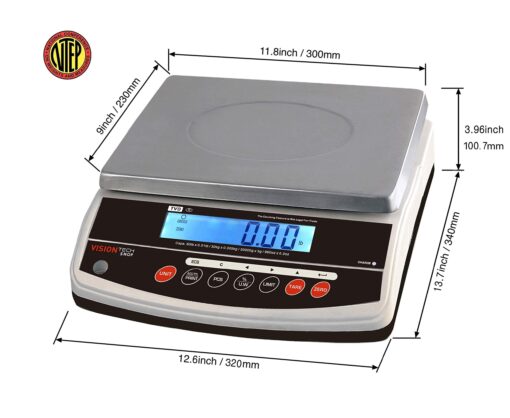 VisionTechShop TVD-60 Digital Bench and Counter Scale, Lb/Oz/Kg/g Switchable, 60lb Capacity, 0.01lb Readability, Counting and Percentage Mode, Single Display, NTEP Legal for Trade, CC# : 20-032 - Image 4
