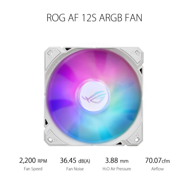 ASUS ROG RYUO III 240 ARGB White Edition All-in-one AIO Liquid CPU Cooler 240mm Radiator, Asetek 8th gen Pump Solution, Anime Matrix™ LED Display and ROG AF 12S ARGB Fan. - Image 7