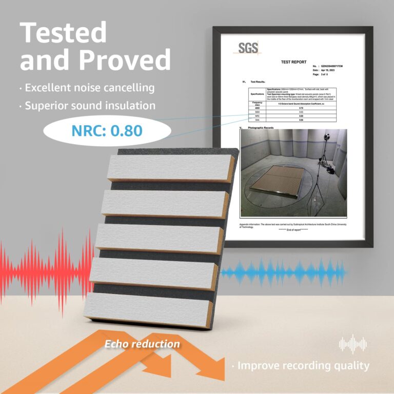 Art3d 4 Wood Slat Acoustic Panels for Wall and Ceiling - 3D Fluted Sound Absorbing Panel with Wood Finish - Brushed Silver - Image 9
