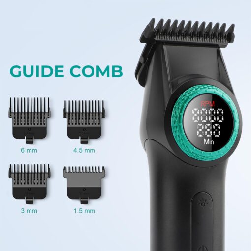 VGR Professional Hair Trimmer Hair Clippers for Men, Cordless Barber Clippers and Trimmers Set, Zero Gap T-Blade Hair Cutting Kit, Rechargeable Edgers Clippers with LED Display, V-001&V-977 - Image 4