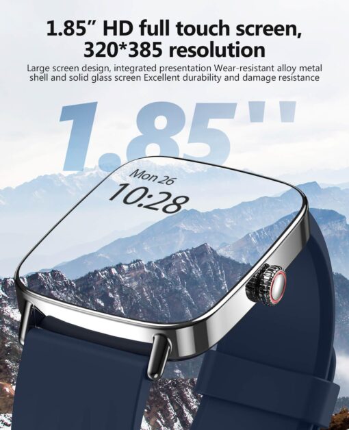 2025 Smart Watches for Men Women, 1.85" AI Voice Smartwatch, 24/7 Heart Rate Monitor, Stress/SpO2/Sleep Tracker, IP68 Waterproof, Weather, 100+ Sports Fitness Tracker for Android iOS Blue - Image 2