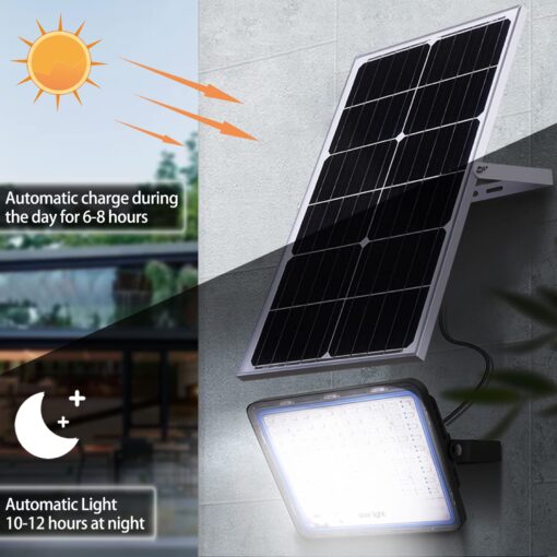 Gebosun 2-Pack 300W LED Solar Flood Light, Remote Controlled, Dusk to Dawn, 30,000Lumen, 6000K, IP67 Waterproof, Wall-Mounted & Pole-Mounted, Perfect for Barn, Warehouse, Backyard and Garden - Image 5