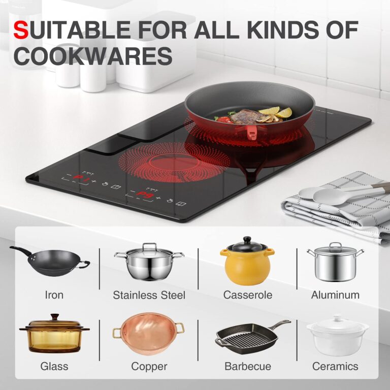 Electric Cooktop 2 Burners 2100W, 110v Electric Stove Top 12 inch, Independent Control 20 Temperature Ranges 9 Power Levels Induction Cooktop, All Kinds of Cookwares - Image 7