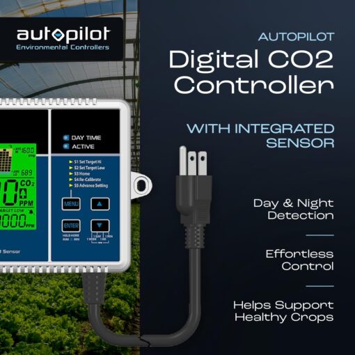 Autopilot Digital CO2 Controller with Integrated Sensor, CO2 Monitor with 5-Foot Power Cord for Greenhouse and Indoor Gardening - Image 9