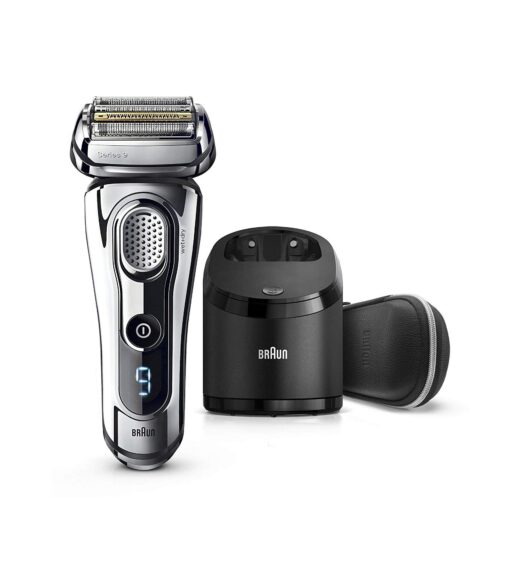 Braun Series 9 Electric Wet & Dry Foil Shaver with Precision Beard Trimmer for Men, Rechargeable, Clean & Charge Station & Leather Travel Case, 9296CC