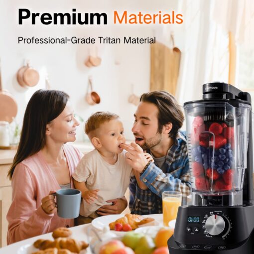 NuWave Moxie Commercial Blender, Vacuum Smoothie Blender with 2.5HP Motor, Professional Grade, Self-Cleaning - 6 presets & 10 Speed Settings for Shakes, Smoothies, Nut Butters, Crushed Ice,Black, Grey - Image 9