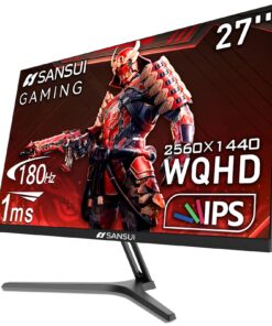 SANSUI 27 Inch WQHD 2560 x 1440 IPS Gaming Monitor, 180Hz 1ms Computer Monitor, DP 1.2 x2 | HDMI 2.0 x2 | VESA Mount, 120% sRGB HDR Eye Care Metal Stand (ES-G27F2Q, DP Cable Included)