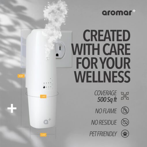 AROMAR Waterless Plug-in Aroma Diffuser – App-Controlled, Covers 1000 Sq.Ft – Featuring Miami, New York & Rome – Inspired by The Iconic Scents of Ritz Carlton, 1 Hotel & Santal – White - Image 3