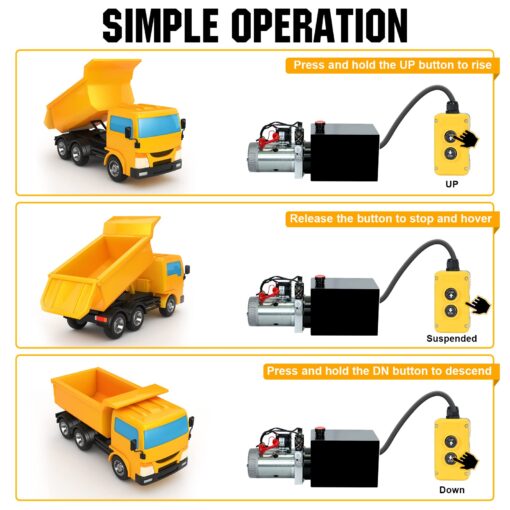 DC HOUSE Hydraulic Power Unit 15 Quart Double Acting Hydraulic Pump DC 12V Power Unit Metal Reservoir for Dump Trailer Car Lifting - Image 3