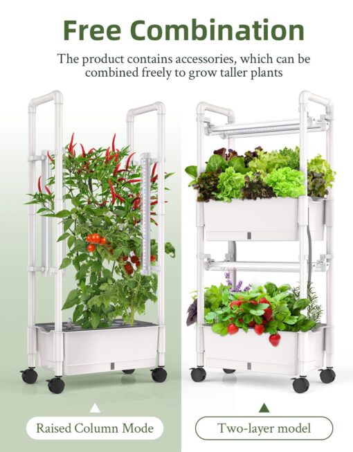 Hydroponics Growing System,AOONEG 28 Pods Indoor Herb Garden with LED Grow Light,Hydroponics Growing System Kit with Automatic Timer,Pump System,Adjustable Height（No Seed） (White, 28 Pods) - Image 5