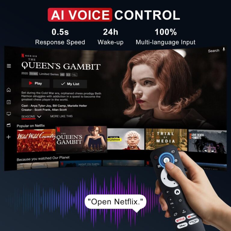 [ 2025 Netflix Licensed ] 4K Projector with Wifi Bluetooth, Android 13 Smart Projector w Built-in Netflix/YouTube/PrimeVideo/D+, Auto Keystone, 1080P Native Mini Portable Projector for Outdoor Movies - Image 6