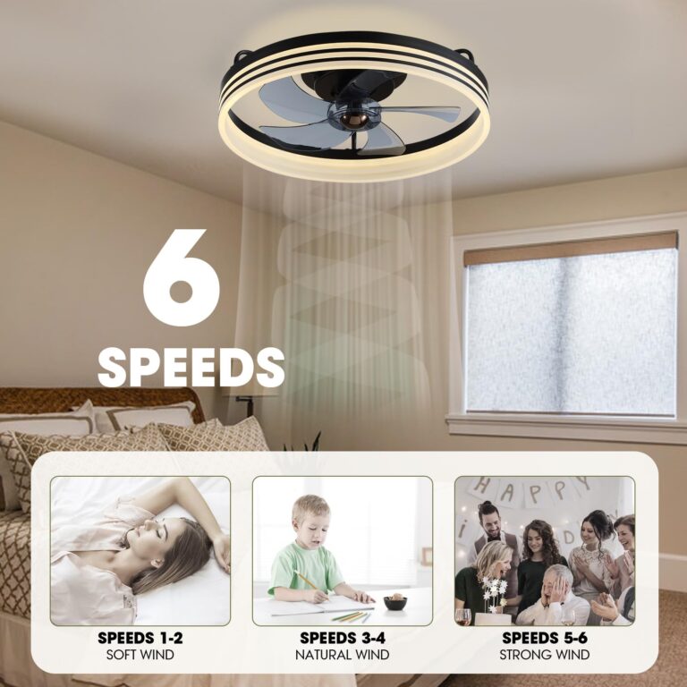 LUDOMIDE Ceiling Fans with Lights, Smart Ceiling Fan with Alexa/Google Assistant/APP Control, 20"" Low Profile Ceiling Fan with 6 Speeds, Ceiling Fan for Bedroom, Living Room, Patio, 22 Inch - Image 6