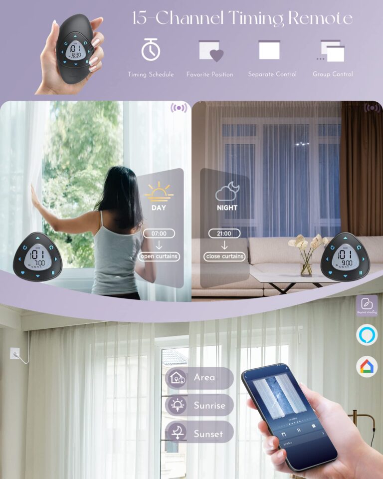 Graywind Hardwired Smart Curtains Motorized Sheer Curtains with Remote Alexa Google Control for Sliding Sheer Drapes One-Way or Split Draw Joinable Curtain Custom Width to 220" (Sheer Textured White) - Image 6