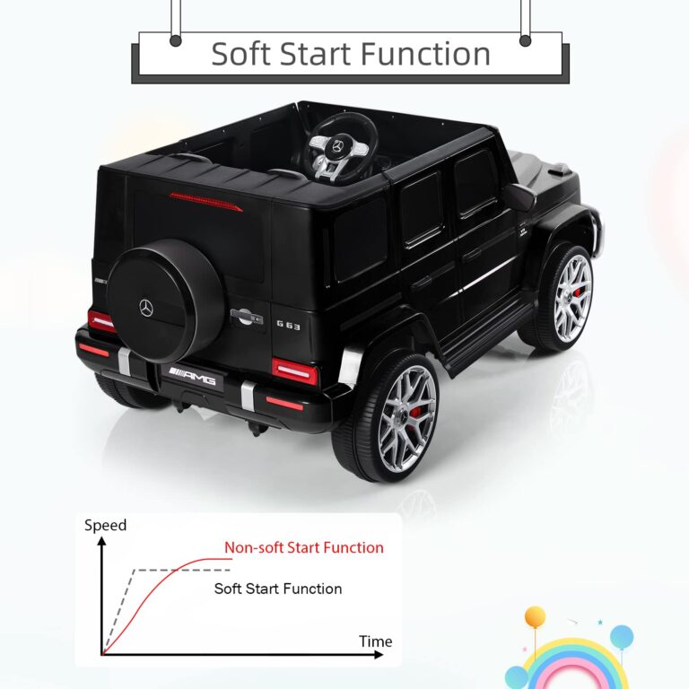 INFANS Licensed Mercedes Benz G63 Kids Ride On Car, 12V Electric Vehicle with Remote Control, Double Open Doors, Music, Bluetooth, Wheels Suspension, Battery Powered for Children Boy Girl (Black) - Image 3