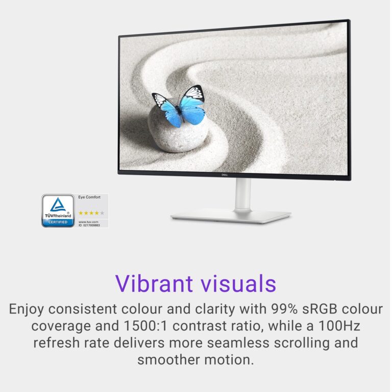 Dell S2725HS 27 Inch Monitor, FHD (1920x1080) Display, 100Hz Refresh Rate, 1500:1 Contrast Ratio, TÜV Rheinland Eye Comfort 4 Star, Integrated 2x5W Speaker, Height/Tilt/Swivel/Pivot- Ash White Color - Image 10