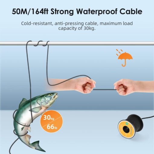 Eyoyo Portable Underwater Fishing Camera Waterproof 1000TVL Video Fish Finder 7 inch LCD Monitor 12pcs IR Infrared Lights for Ice Lake and Boat Fishing (50m Cable) - Image 4