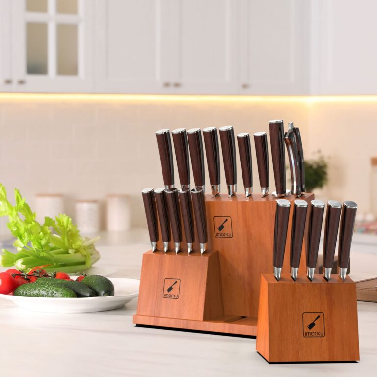 imarku Knife Set, 20-Pieces Premium Kitchen Knife Set, Japanese High Carbon Steel Knife Set with Block and 2 Pull-away Steak Knife Block Set, Best Gifts - Image 5