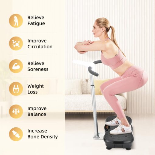 EILISON FIRMHOLD Handle Vibration Plate Exercise Machine for Lymphatic Drainage- Full Body Workout Vibration Platform for Weight Loss, 350lbs Vibration Plate for Beginners & Recovery (Handle Black) - Image 9