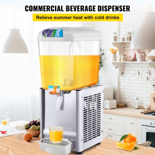 VEVOR 110V Commercial Beverage Dispenser,4.8 Gallon 18L Juice Dispenser Commercial,200W Stainless Steel Food Grade Material Ice Tea Drink Dispenser,Equipped with Thermostat Controller - Image 9