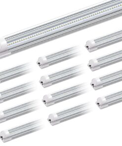 Barrina 8FT LED Shop Light, 100W 15000LM 6500K Super Bright White, Linkable Integrated T8 Shop Lighting with Clear Cover, V Shape 8 Foot LED Tube Lights, Ceiling Lights Fixtures for Garage, 12 Pack
