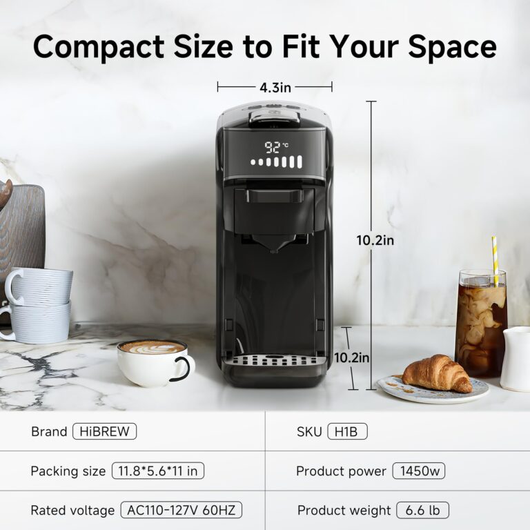 HiBREW H1B 6-in-1 Pods Coffee Maker, 19 Bar Espresso Machine for Pods, Compatible with Kcup*/Nes*/DG*/Espresso Powder, Makes iced coffee (Black) - Image 3