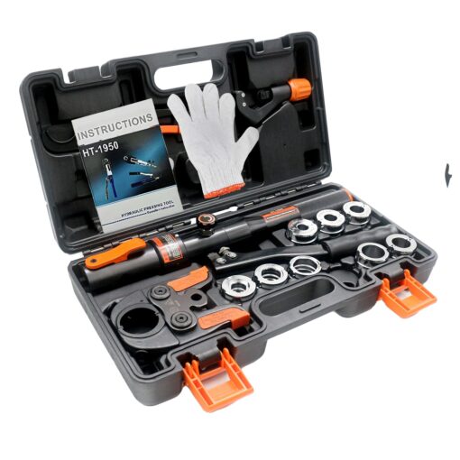 iGeelee Hydraulic Copper Press Tool, Pex Crimping Tool with 1/2", 3/4", 1" Dies for Copper Pipe Fitting & 3/8"-1" Dies for ASTM F1807 Pex Copper Rings, Heavy Duty HT-1950E - Image 3